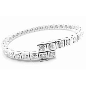 Rare! Authentic Cartier Tectonique 18k White Gold Diamond Tennis Bracelet